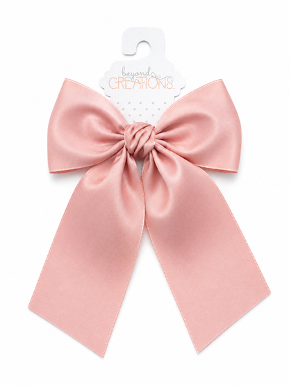Beyond Creations Opaque Satin Bow w/ Euro Knot & Tails on Alligator Clips