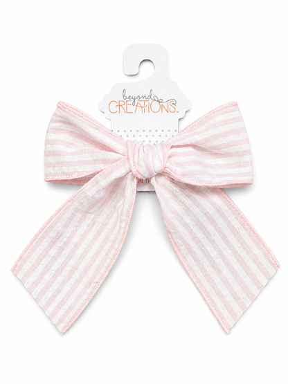 Beyond Creations Short Seersucker Tail Bows On Alligator Clip