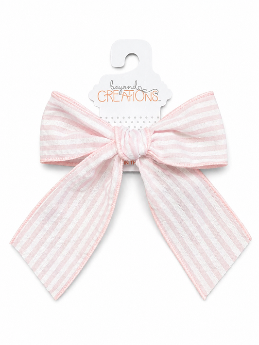 Beyond Creations Short Seersucker Tail Bows On Alligator Clip