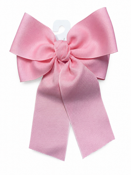 Beyond Creations Pink Double Looped Streamer Bow on Alligator Clip