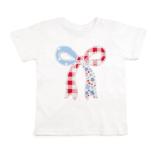 Sweet Wink Girls Bow Patchwork Short Sleeve Tee