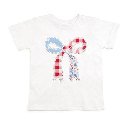 Sweet Wink Girls Bow Patchwork Short Sleeve Tee