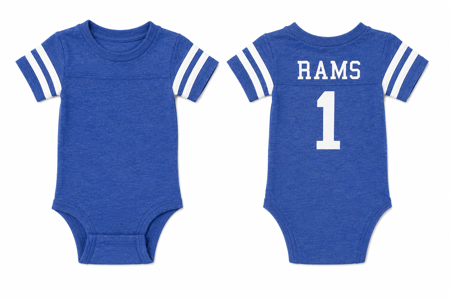 Rabbit Skins Blue #1 Rams Newborn Onesie