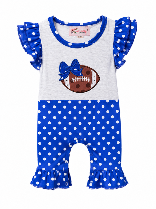 Football & Bow Polka Dot Romper Size 6/12M