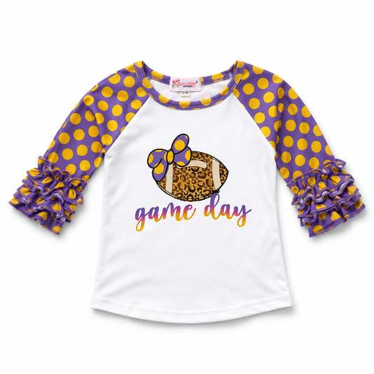 Football & Bow Polka Dot Tee Size 12-18M
