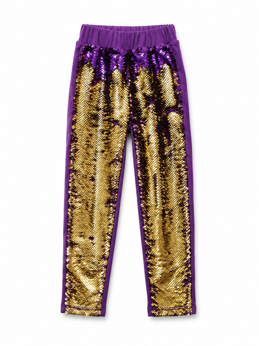 Purple & Gold Sequin Joggers Size 4