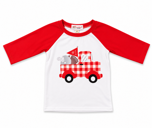 Red Gingham Truck Top Size 2T