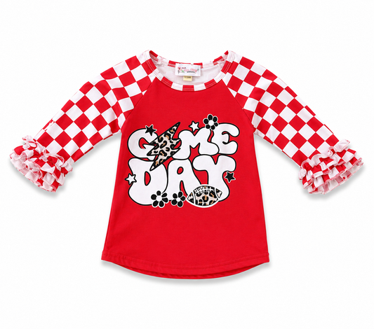 Red Checkered Game Day Top Size 18-24M