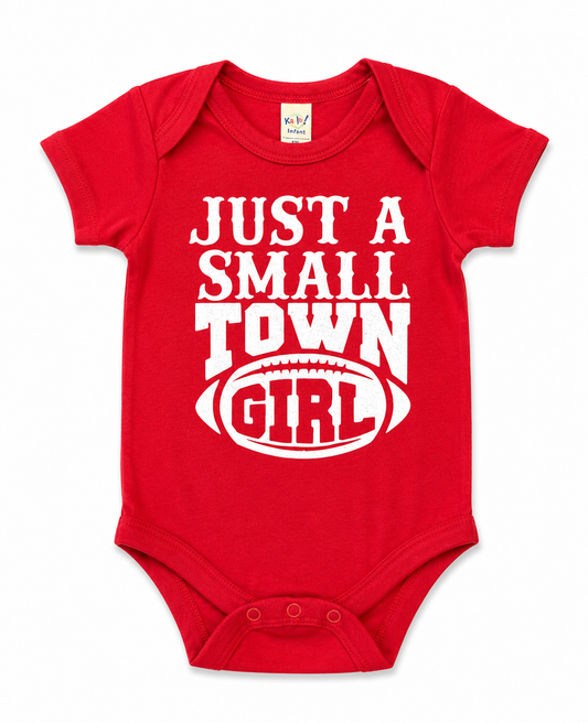 Just a Small Town Girl Red Football Onesie