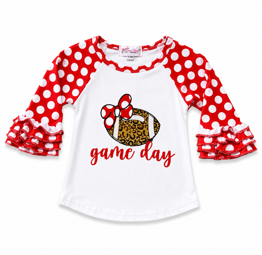 Red Leopard Polka Dot Game Day Top Size 12-18M