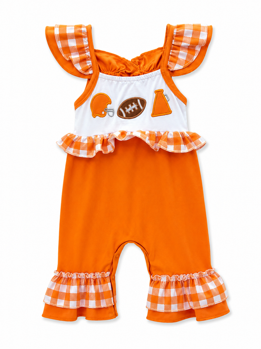 Orange Gingham Ruffle Spirit Romper