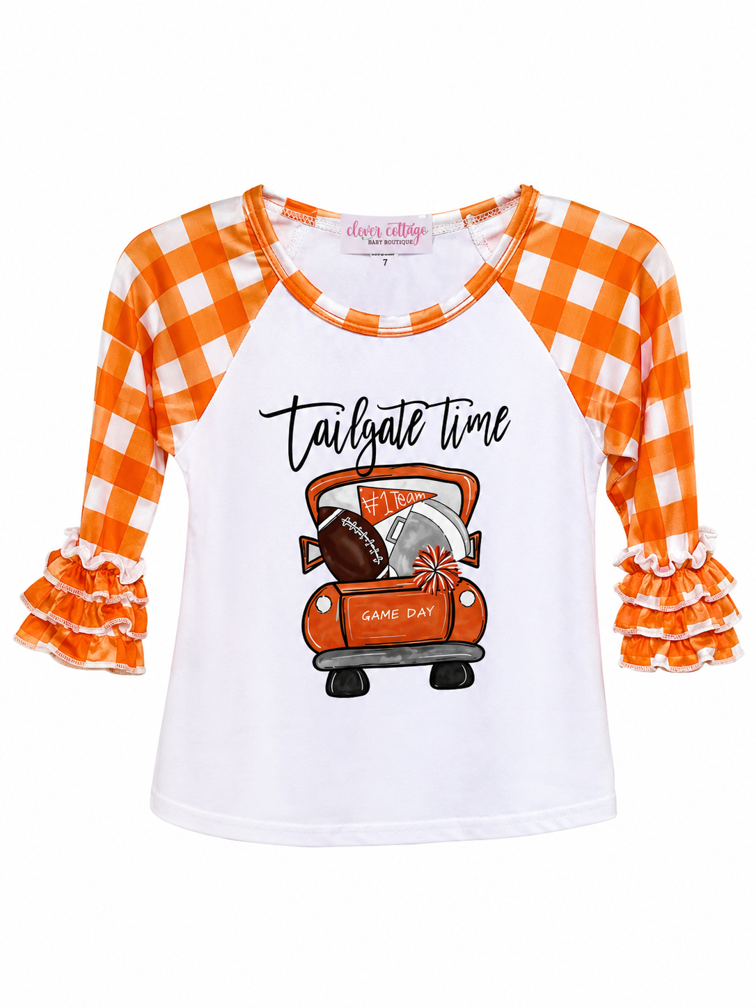 Orange Checkered Tailgate Time Shirt