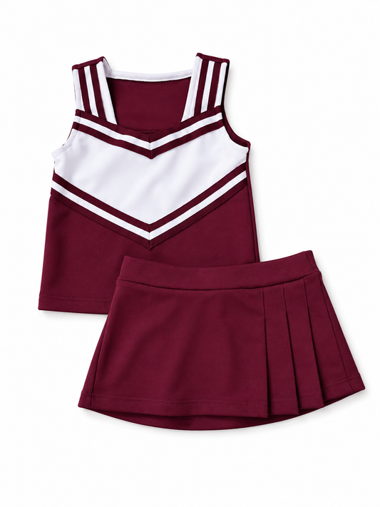 Maroon & White Motionwear Cheer Suits