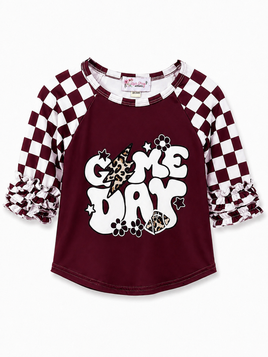 Leopard & Checkered Game Day Top