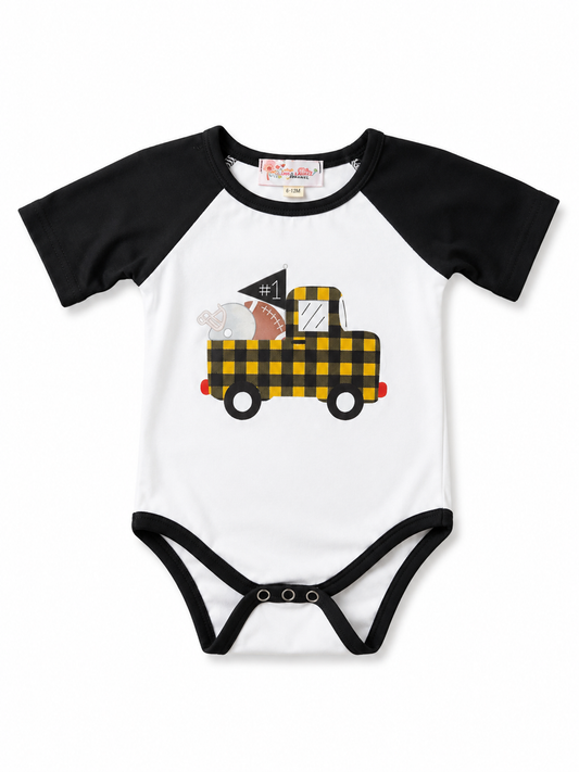 Gold Gingham Spirit Truck Onesie