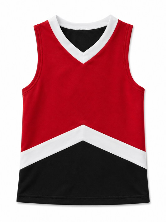 Red, Black, & White Augusta Cheer Suit Top Size Youth XXS