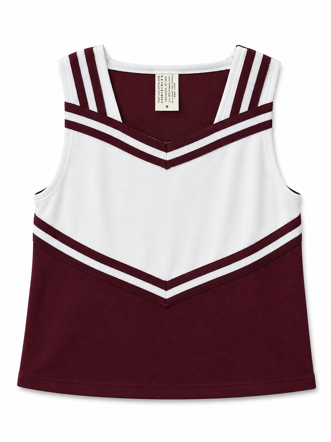 Maroon & White Motionwear Cheer Suit Top Size 8