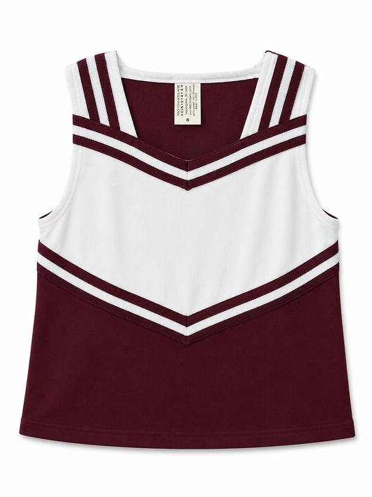 Maroon & White Motionwear Cheer Suit Top Size 8