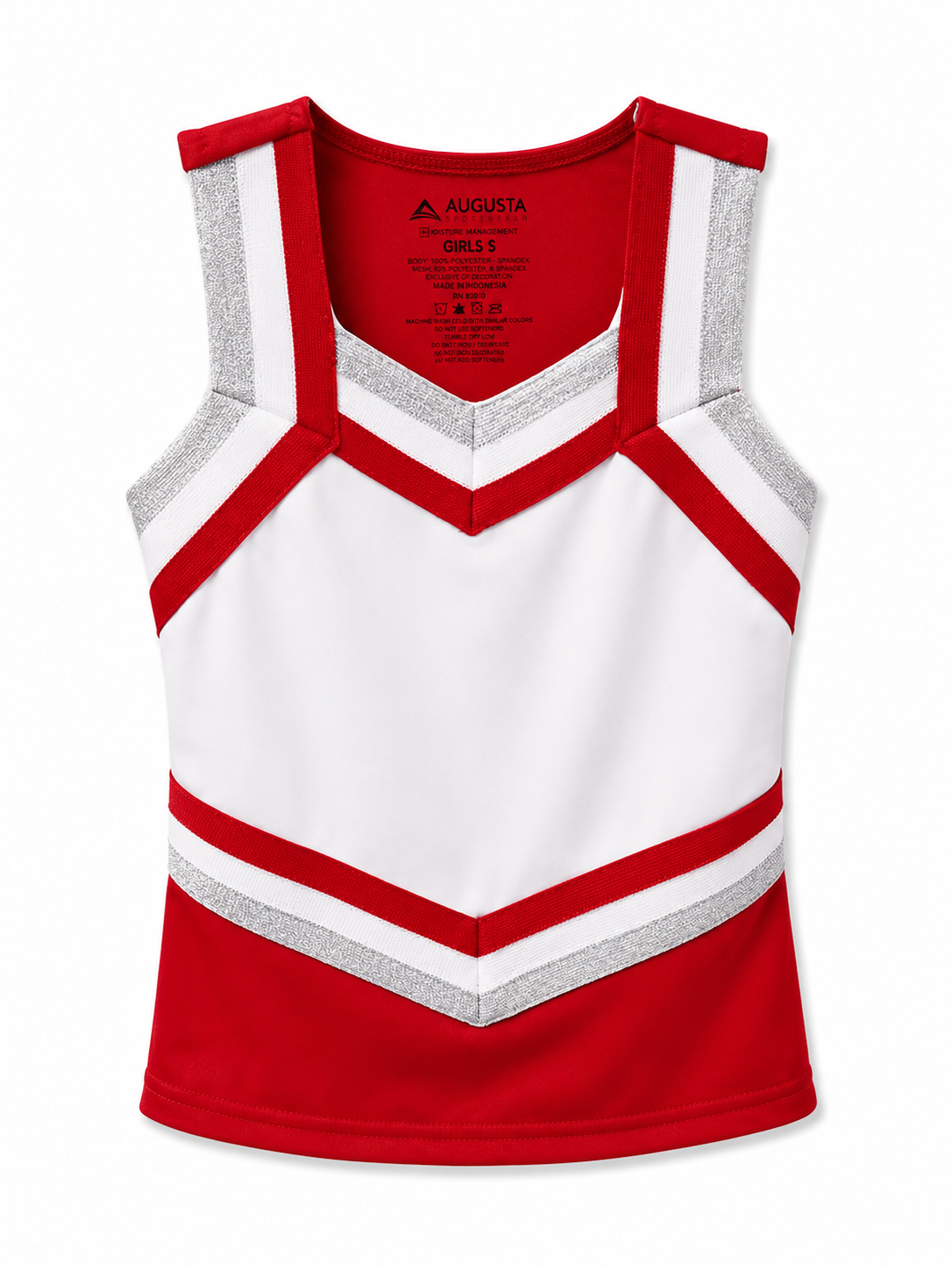 Red, Silver, & White Augusta Cheer Suit Top Size Girls Small