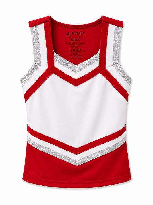 Red, Silver, & White Augusta Cheer Suit Top Size Girls Small