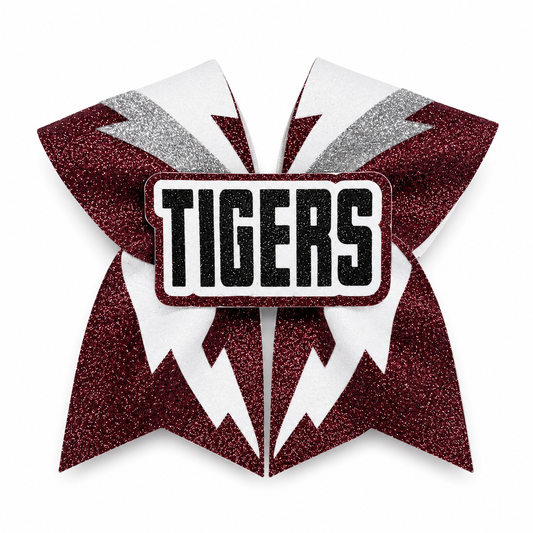 Tiger Shimmer Lightning Bolt Cheer Bow