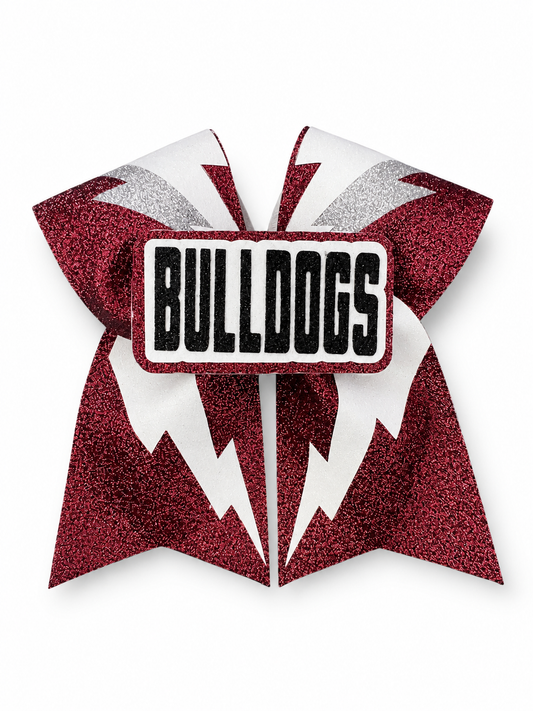 Bulldogs Shimmer Lightning Bolt Cheer Bow
