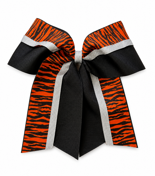 Orange Zebra Printed Cheer Bow