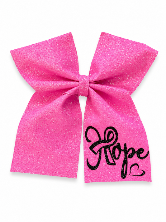 Pink Shimmer "Hope" Cancer Awareness Bow