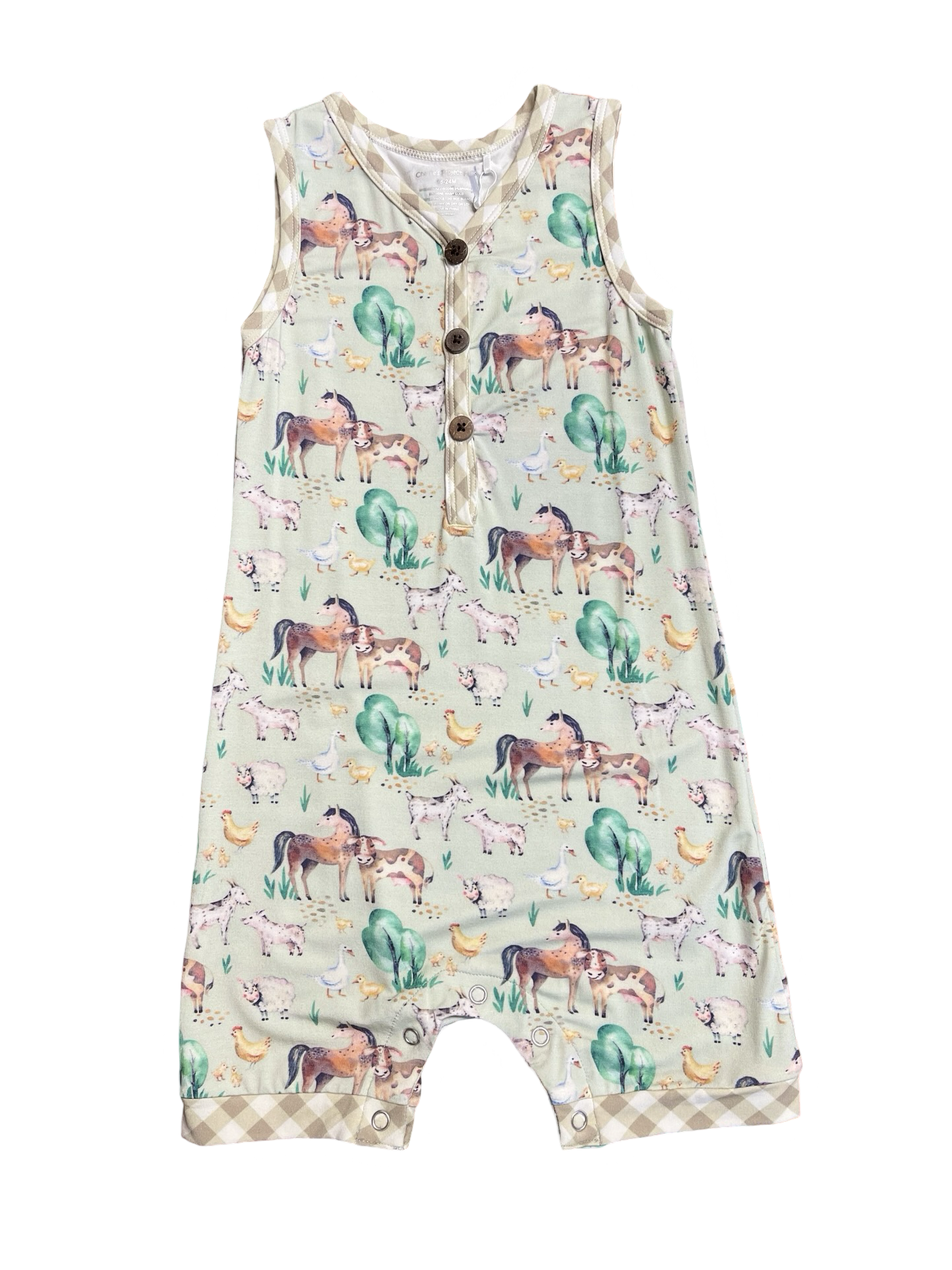 E-I-E-I-O Hank Bamboo Baby Sleeveless Romper