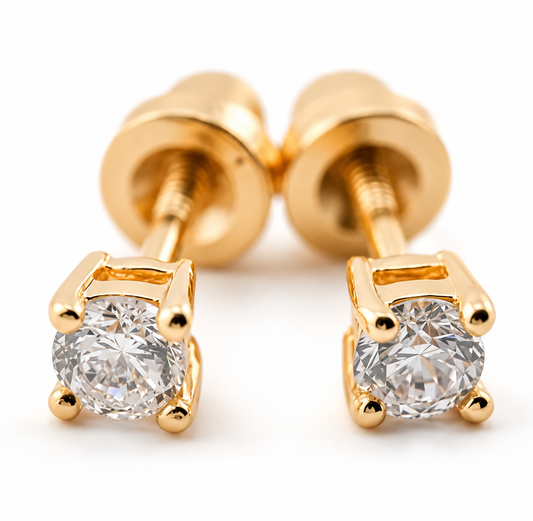 Cherished Moments Crystal Clear Gold Studs Earrings