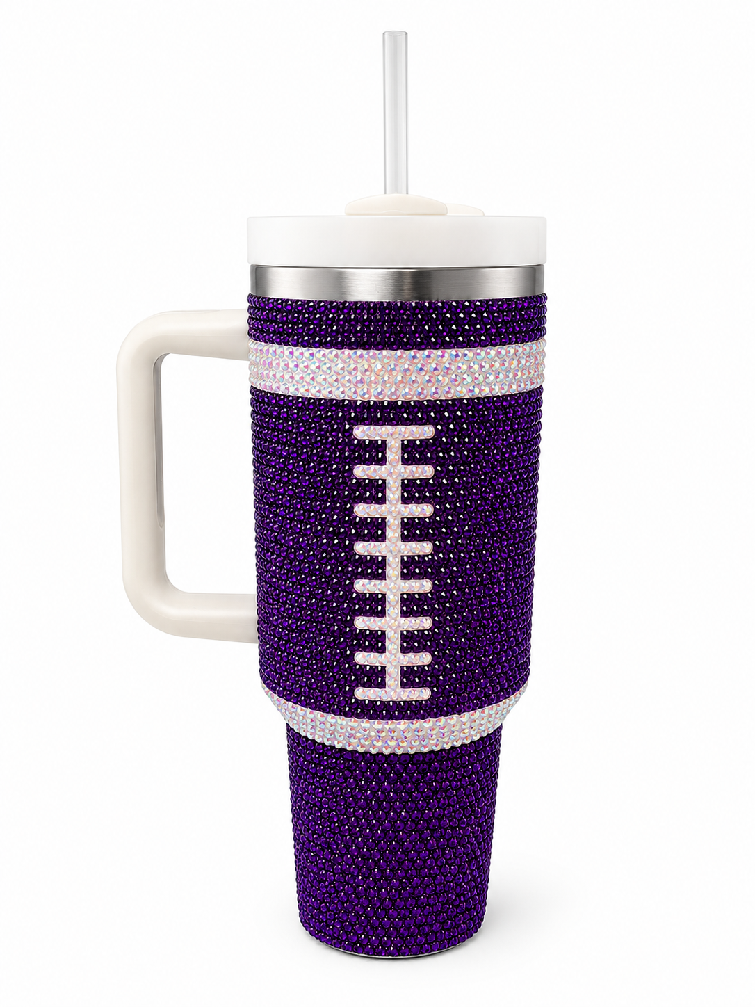 Purple Football Rhinestone Cup