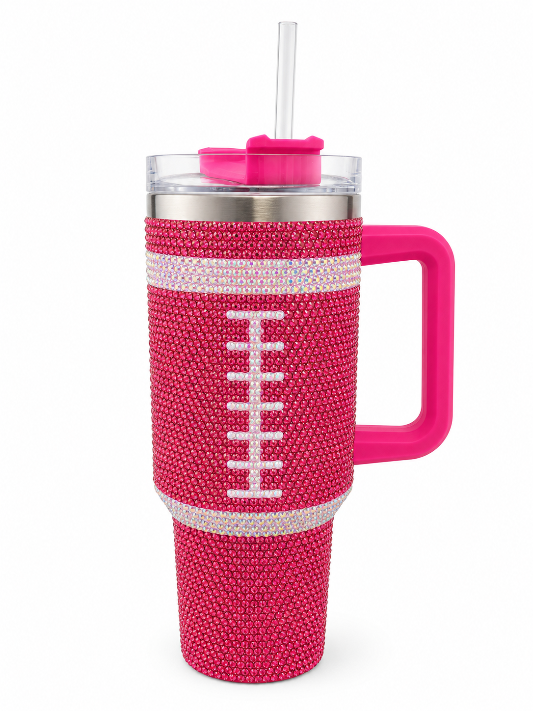 Pink Football Rhinestone Cup