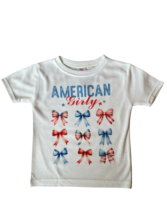 Fourth Of July American Girly Bow Tee