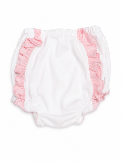 White Bloomers with Pink Ruffles