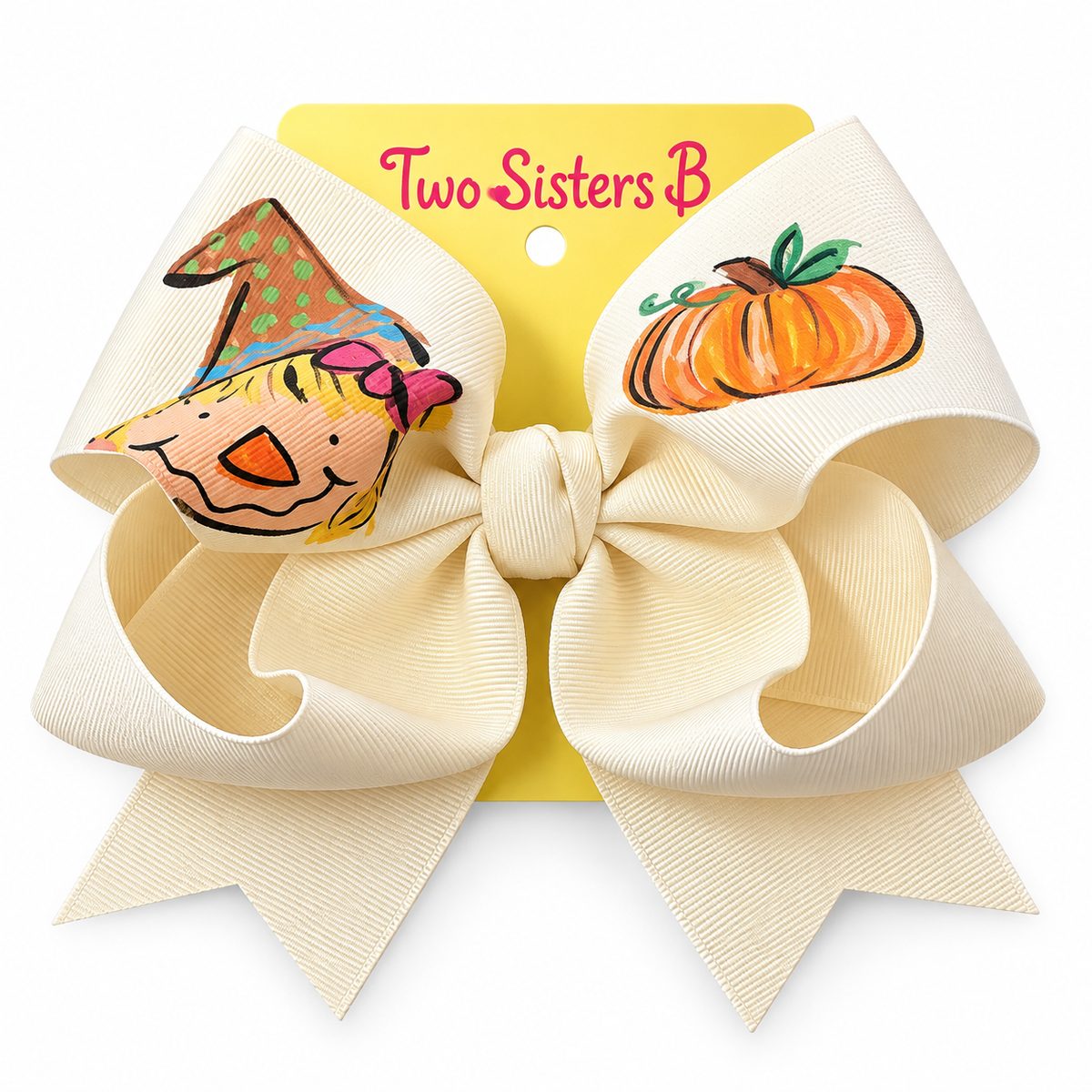 Two Sister Halloween Painted Bow