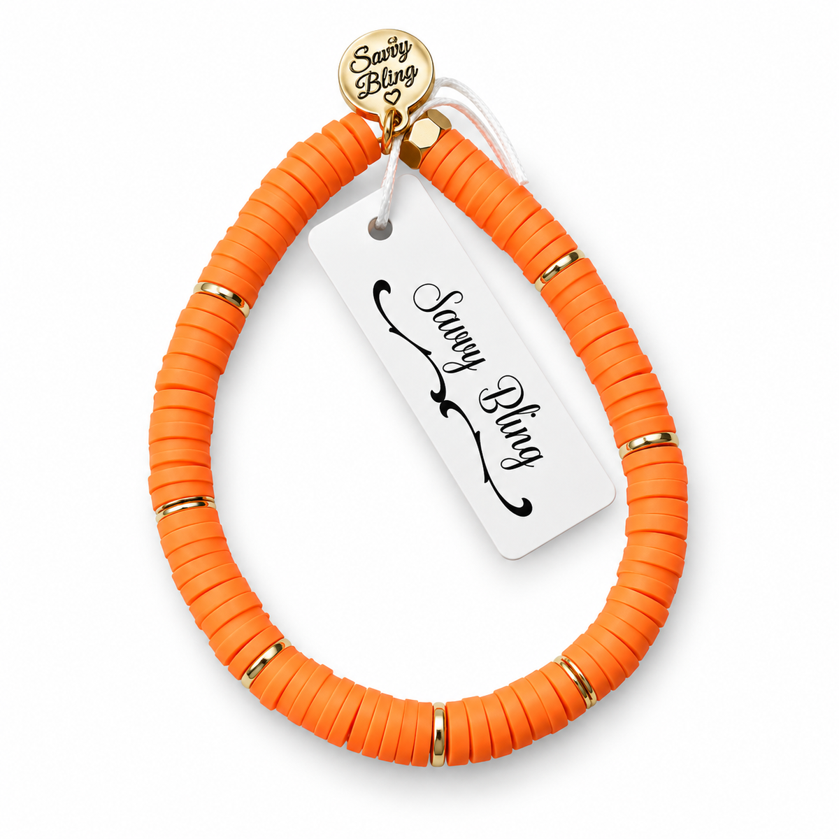 Thin Orange Beaded Bracelet