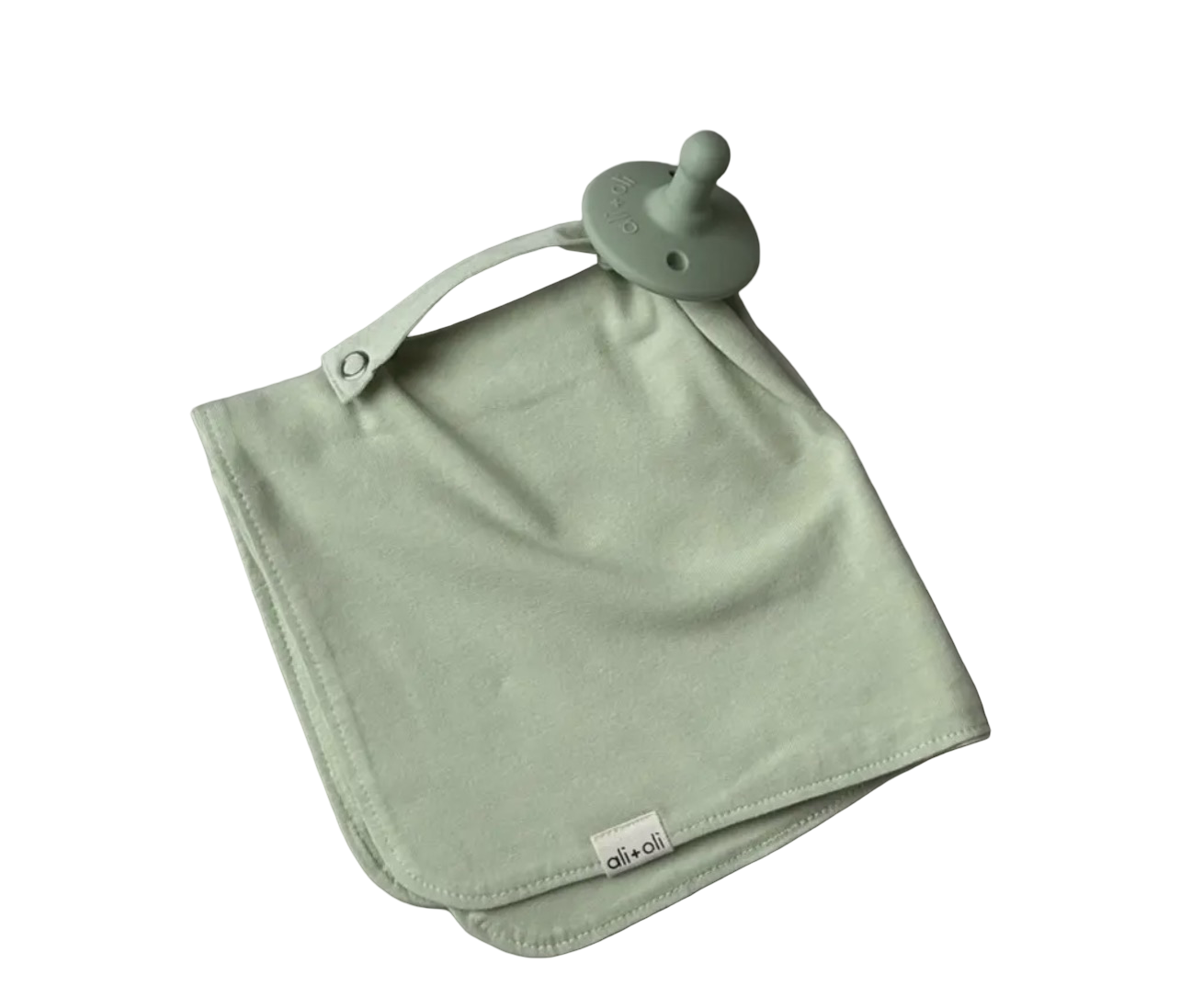Sage Green Pacifier Holder Lovey Blanket