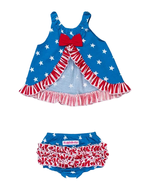 Ruffle Butts Patriotic Stars & Stripes Bloomer Set