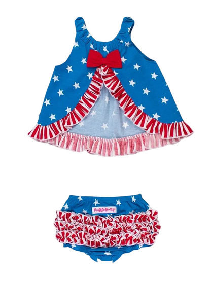 Ruffle Butts Patriotic Stars & Stripes Bloomer Set