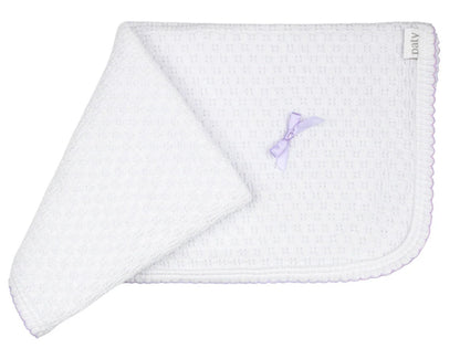 Paty Knited White With Bow Blanket