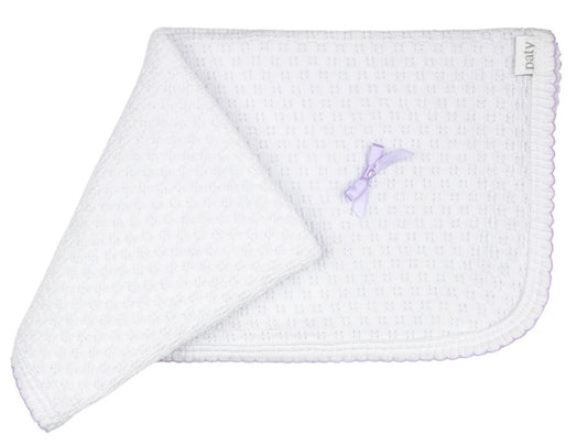 Paty Knited White With Bow Blanket