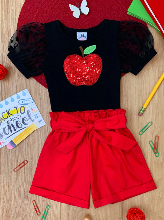 Back To School Apple Short Set