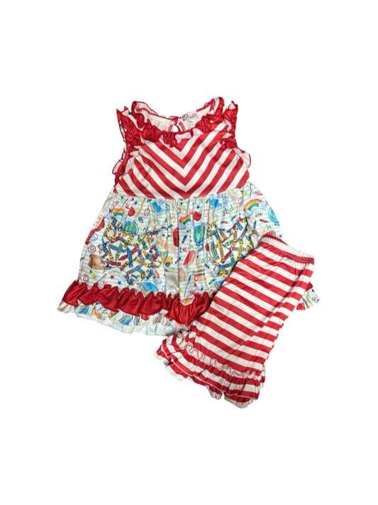 Back To School Striped Ruffle Set
