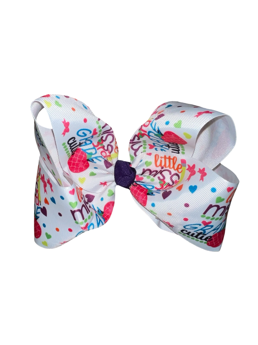Tickle Me Pink Back To School Little Miss 3rd Grade Bow