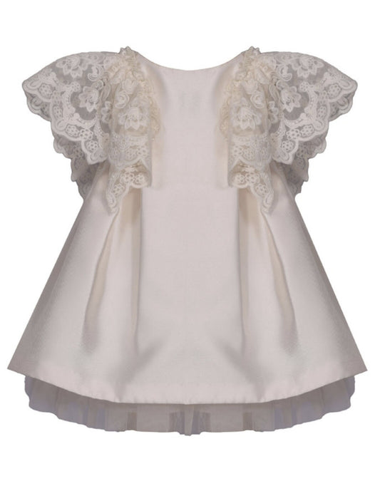 Bonnie Jean Ivory Mikado Lace Flare Dress