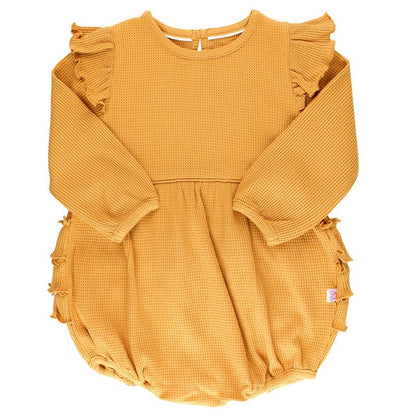 Ruffle Butts Honey Waffle Knit Flutter Bubble Romper