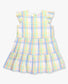 Ruffle Butts Clubhouse Rainbow Plaid Flutter Sleeve Tiered Dress