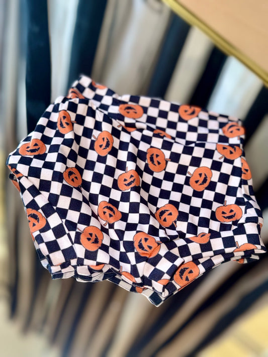 Halloween Pumpkin Checkered Bloomers