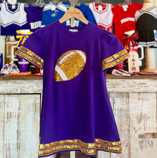 Purple & Gold Sequin Football Dress