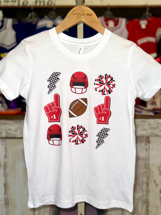 Red, Black, & White Lightning Spirit Tee